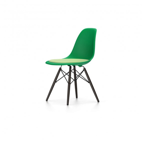 Vitra Cahise Eames DSW - rembourrage de l'assise vert pieds érable noir 