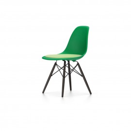 Cahise Eames DSW - rembourrage de l'assise vert pieds érable noir Vitra