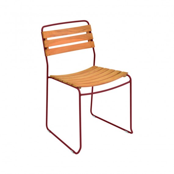 Fermob Chaise SURPRISING - teck / ocre rouge 