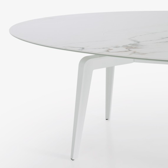 Ligne Roset TABLE ODESSA OVALE GRES CERAM BLANC 
