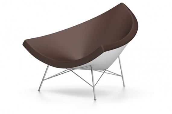Vitra Coconut Chair Cuir chocolat 