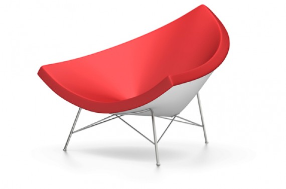 Vitra Coconut Chair Cuir rouge 