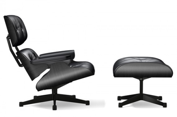 Vitra Lounge Chair & Ottoman classique cuir nero 