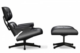 Lounge Chair & Ottoman classique cuir nero Vitra