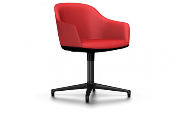 Vitra SOFTSHELL CHAIR cuir Rouge 