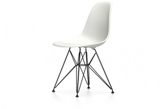 Vitra Chaise Eames DSR - blanc pieds noirs 